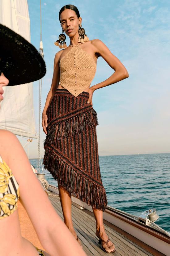  사이먼밀러 롱 스커트 사이먼 밀러 베자 미디 스커트 초코 브라운/블랙 콤보