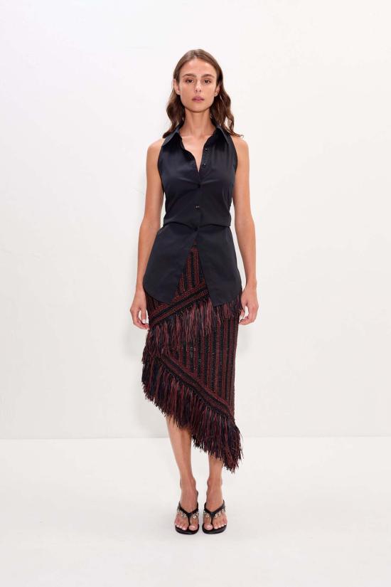  사이먼밀러 롱 스커트 사이먼 밀러 베자 미디 스커트 초코 브라운/블랙 콤보 - SIMONMILLER