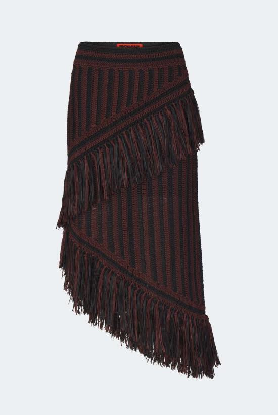  사이먼밀러 롱 스커트 사이먼 밀러 베자 미디 스커트 초코 브라운/블랙 콤보 - SIMONMILLER