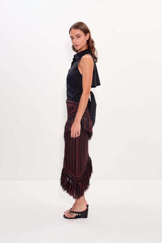  사이먼밀러 롱 스커트 사이먼 밀러 베자 미디 스커트 초코 브라운/블랙 콤보 - SIMONMILLER