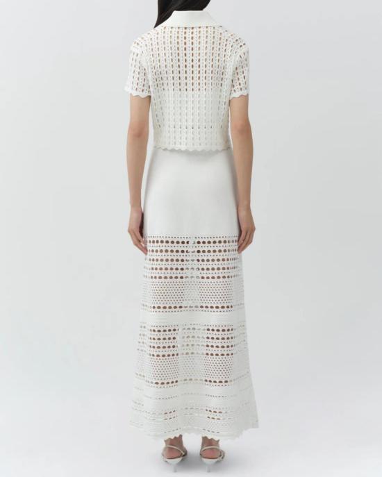  조나단 심카이 롱 스커트 웨슬리 오픈 스티치 니트 미디 스커트 아이보리 - JONATHAN SIMKHAI