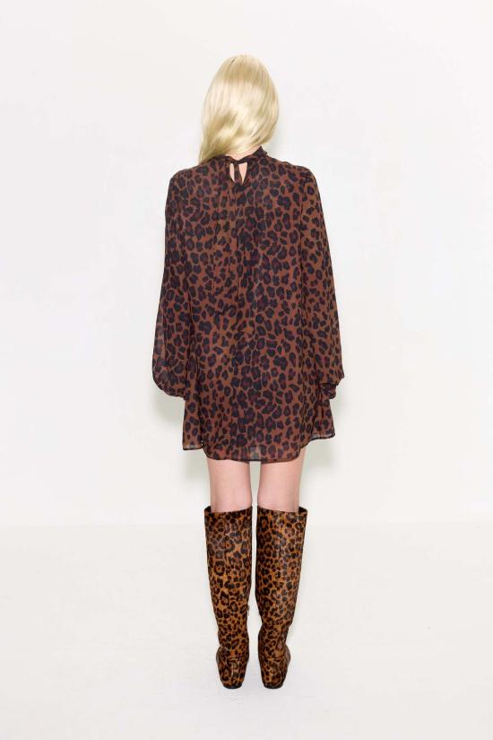 사이먼밀러 숏 원피스 사이먼 밀러 조플린 쉬폰 미니 드레스 초코 브라운 레오파드 - SIMONMILLER