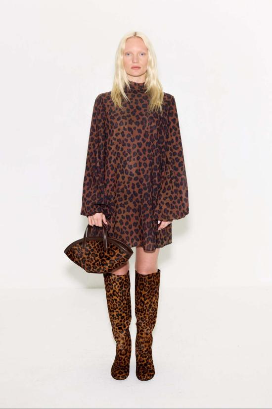  사이먼밀러 숏 원피스 사이먼 밀러 조플린 쉬폰 미니 드레스 초코 브라운 레오파드 - SIMONMILLER