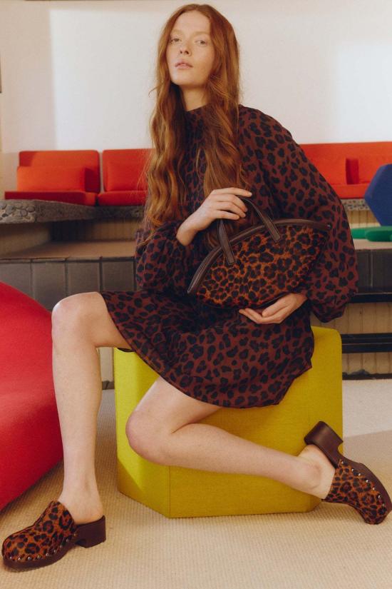  사이먼밀러 숏 원피스 사이먼 밀러 조플린 쉬폰 미니 드레스 초코 브라운 레오파드 - SIMONMILLER