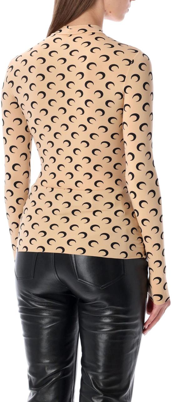 26SS 마린세르 문 프린티드 저지 세컨드 스킨 하이넥 탑 WTS005ACJER0001TA10 BEIGE - MARINE SERRE