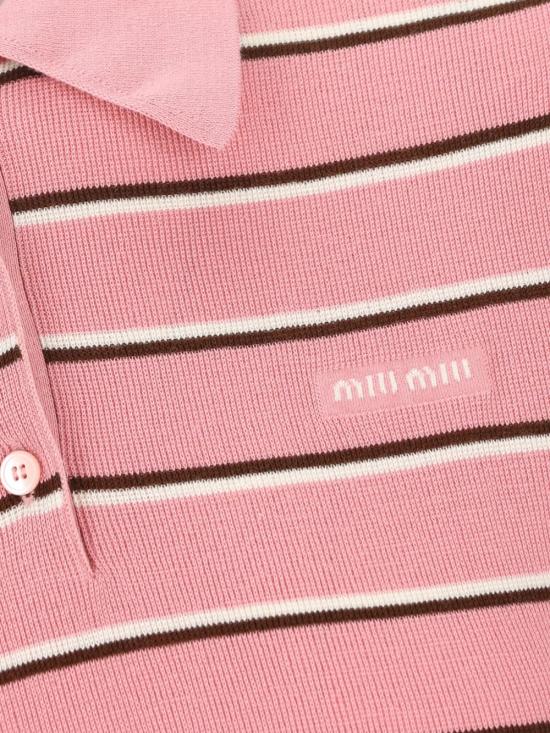26SS 미우미우 코튼 니트 폴로 셔츠 MMLB35 183MF0028 Rosa - MIU MIU