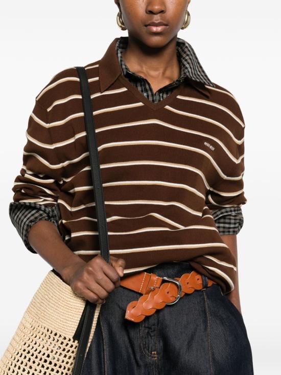 26SS 미우미우 폴로 티셔츠 MML03E 183MF0324 Marrone - MIU MIU