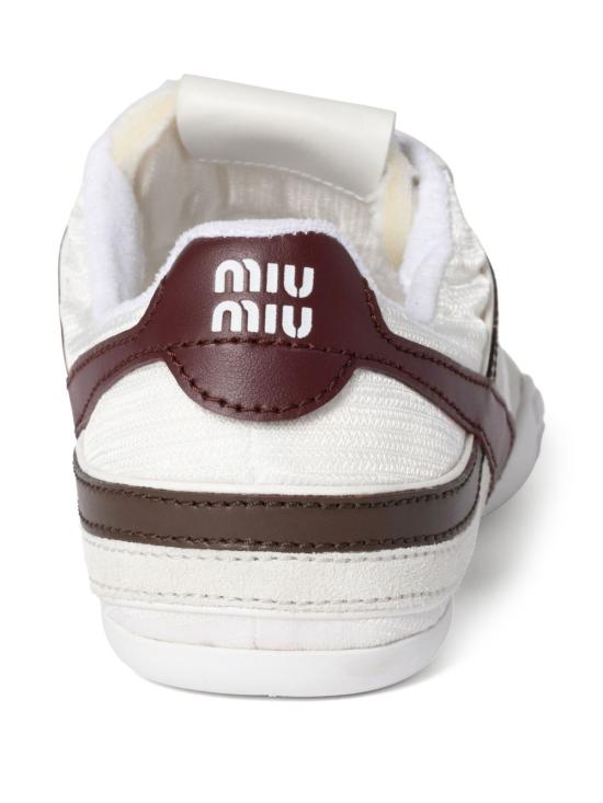 26SS 미우미우 짐나지움 테크니컬 소재 및 스웨이드 스니커즈 5E428E 71LF0X97 Bianco - MIU MIU