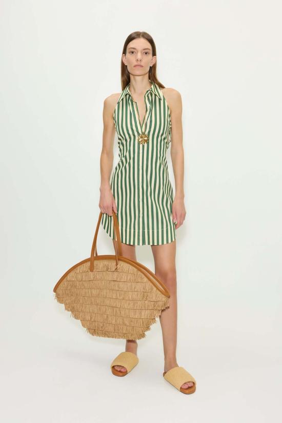  사이먼밀러 숏 원피스 사이먼 밀러 로흐 민소매 미니 드레스, 구미 그린/에크루 - SIMONMILLER