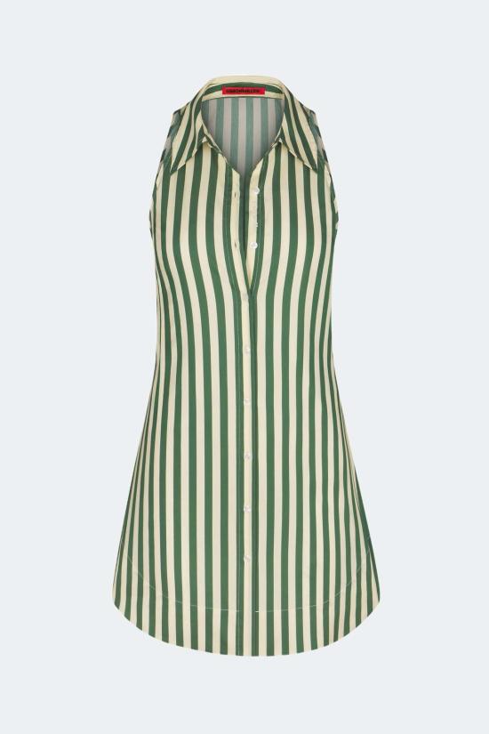  사이먼밀러 숏 원피스 사이먼 밀러 로흐 민소매 미니 드레스, 구미 그린/에크루 - SIMONMILLER