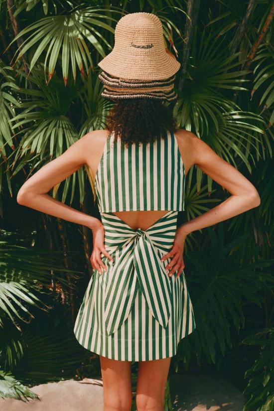  사이먼밀러 숏 원피스 사이먼 밀러 로흐 민소매 미니 드레스, 구미 그린/에크루