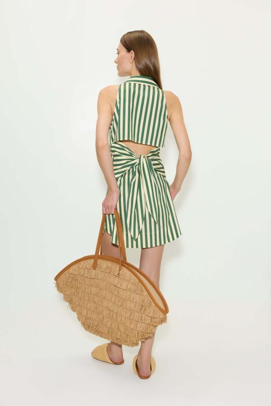  사이먼밀러 숏 원피스 사이먼 밀러 로흐 민소매 미니 드레스, 구미 그린/에크루 - SIMONMILLER