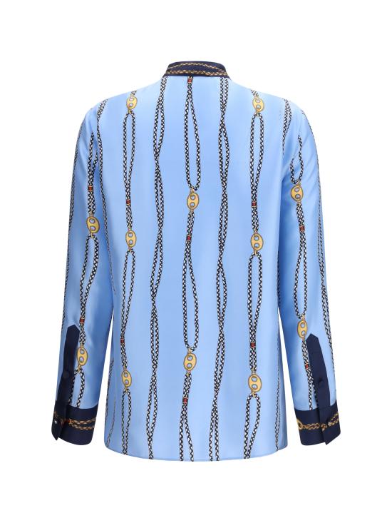 26SS 구찌 프린트 실크 트윌 셔츠 856109ZAUK5 4061 LIGHT BLUE - GUCCI
