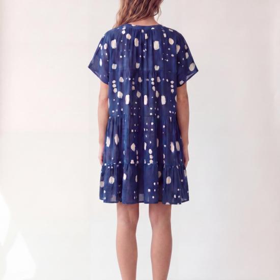  LADDER x WOC 숏 원피스 래더 X 워크 스윙 드레스 인디고 스트라이프 - OTHER BRANDS