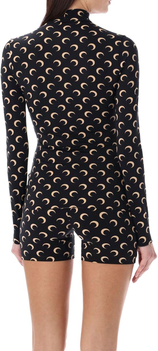 26SS 마린세르 문 프린티드 저지 세컨드 스킨 하이넥 탑 WTS005ACJER0001IT99 BLACK - MARINE SERRE