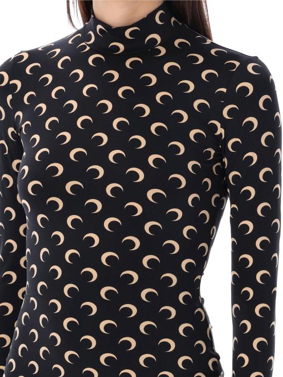 26SS 마린세르 문 프린티드 저지 세컨드 스킨 하이넥 탑 WTS005ACJER0001IT99 BLACK - MARINE SERRE