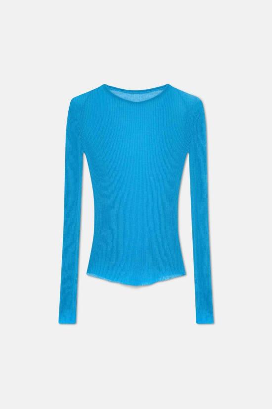  라 피신 긴팔 티셔츠 크루넥 티셔츠 블루엣