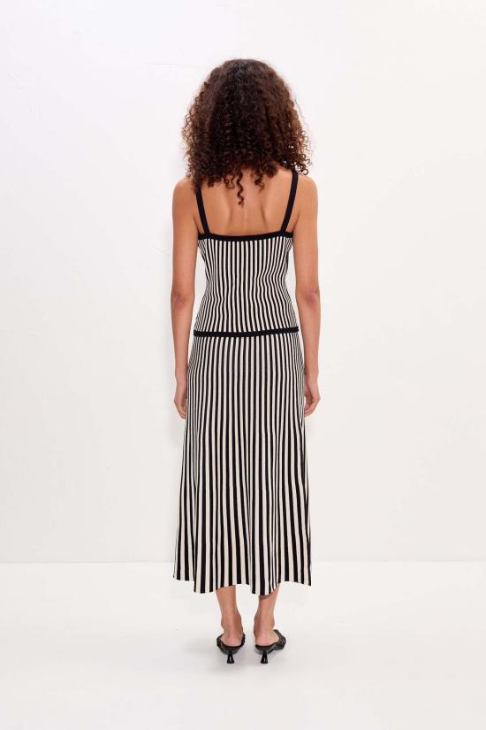  사이먼밀러 롱 스커트 사이먼 밀러 클랜시 니트 맥시 스커트 블랙/화이트 스트라이프 - SIMONMILLER