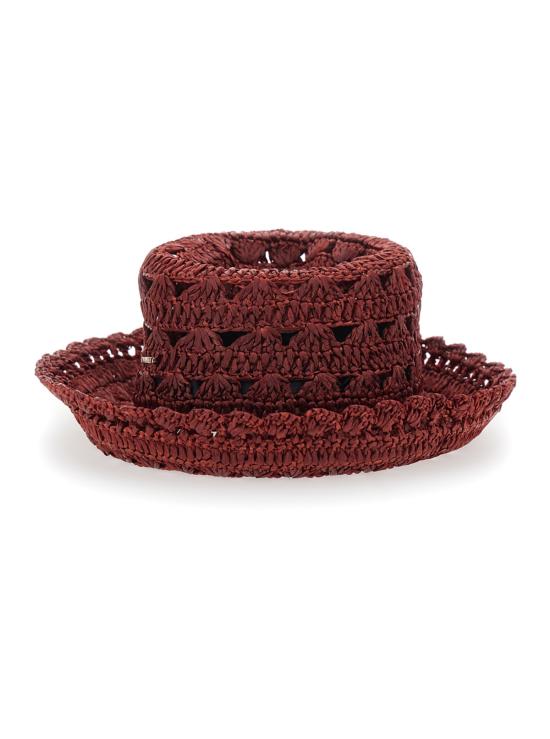  트윈셋 모자 (챙 있는 디자인, 면 소재 디테일, 갈색)