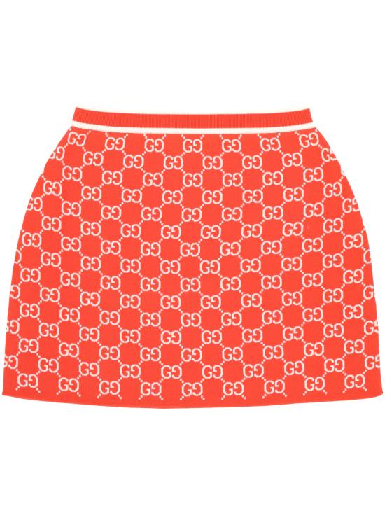 26SS 구찌 미디 스커트 856264 XKE0M6027 ORANGE IVORY - GUCCI