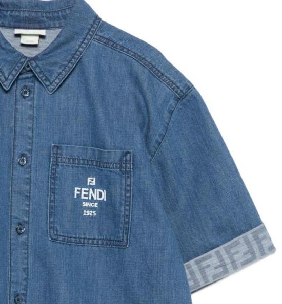 26SS [키즈] 펜디 셔츠 JMC212 AVWIF0QG0 Dark blue - FENDI