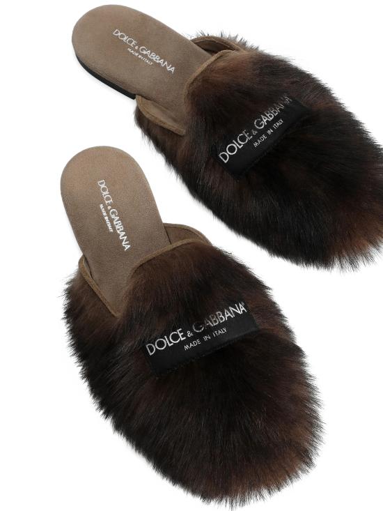 26SS 돌체앤가바나 시어링 스웨이드 슬리퍼 CI0224 A9Y9380093 Mogano - DOLCE & GABBANA