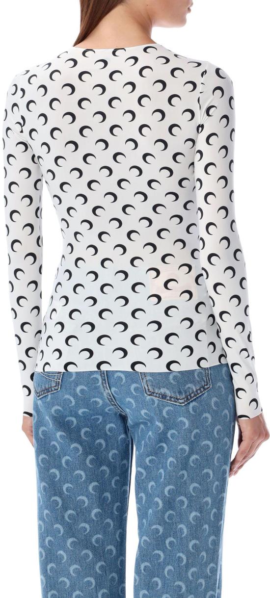 26SS 마린세르 크레센트 문 프린트 긴팔 티셔츠 WTS006ACJER0001WH00 WHITE - MARINE SERRE