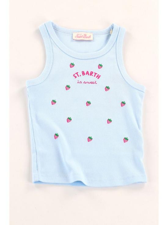 26SS [키즈] 세인트바쓰 티셔츠 BLUEJR 02269L Rib sb all over straw 31 emb