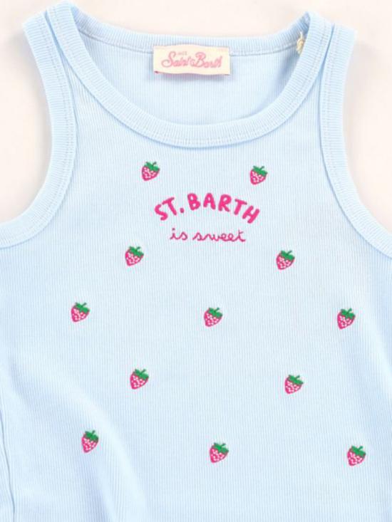 26SS [키즈] 세인트바쓰 티셔츠 BLUEJR 02269L Rib sb all over straw 31 emb - MC2 SAINT BARTH