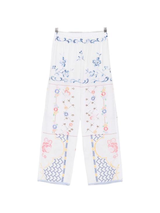 26SS RELAX RE-LUX 스트레이트 팬츠 LEDRO EMBROIDEREDCOTTON Bianco