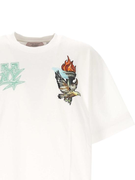 26SS 오프화이트 반팔 티셔츠 44MAA120Z26J004 055 White green - OFF WHITE