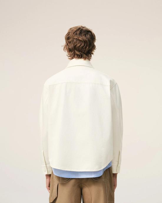 26SS 아미 톤온톤 로고 코튼 니트 오버셔츠 UJK897DE0126 136 Blanc creme - AMI