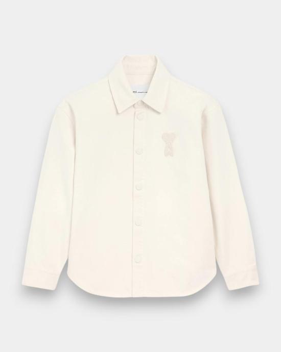 26SS 아미 톤온톤 로고 코튼 니트 오버셔츠 UJK897DE0126 136 Blanc creme