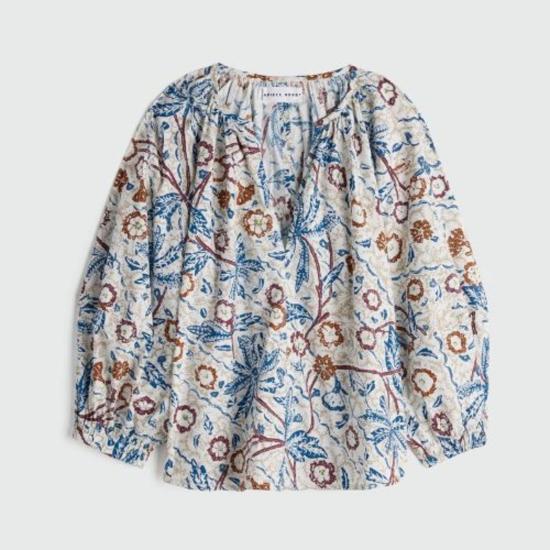  어피스 어파트 블라우스 Apiece Apart Nele Lantern Sleeve Top Earthly Delights Batik - APIECE APART