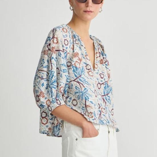  어피스 어파트 블라우스 Apiece Apart Nele Lantern Sleeve Top Earthly Delights Batik - APIECE APART