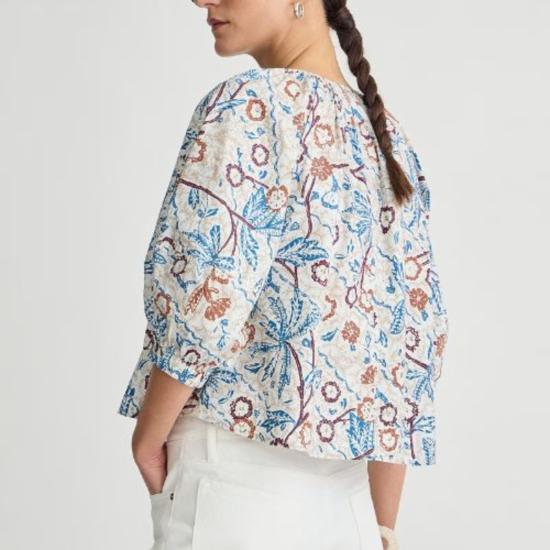  어피스 어파트 블라우스 Apiece Apart Nele Lantern Sleeve Top Earthly Delights Batik - APIECE APART
