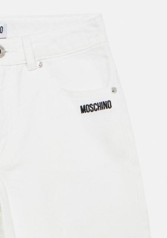 26SS [키즈] 모스키노 스트레이트 팬츠 HDP070LOA14 10101 Bianco - MOSCHINO