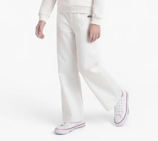 26SS [키즈] 모스키노 스트레이트 팬츠 HDP070LOA14 10101 Bianco - MOSCHINO