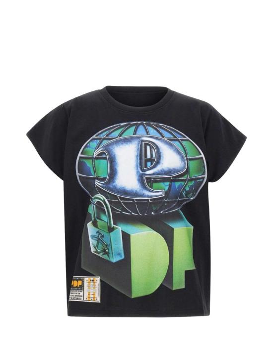 26SS 피디에프 반팔 티셔츠 DFM54033TJ112WORLD BLACK Black