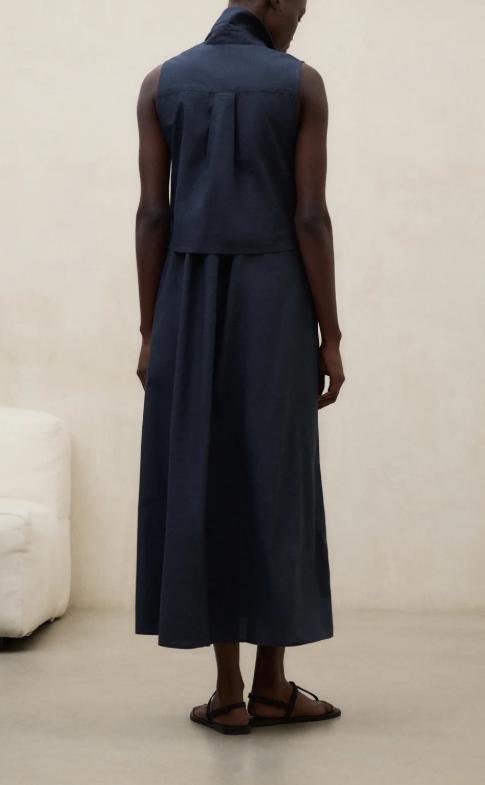 26SS 에콜프 미디 원피스 MCWGADRCHIAR0175S26 164 Dark navy - ECOALF