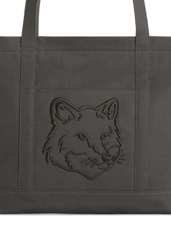 26SS 메종키츠네 라지 폭스 헤드 토트백 LW05104WW0107 0453 Beluga - MAISON KITSUNE