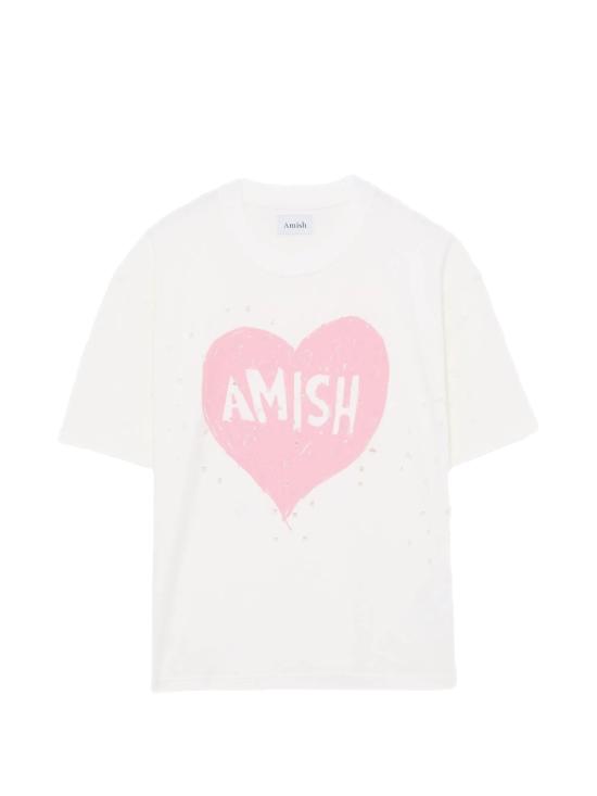 26SS 아미시 반팔 티셔츠 AMU144 CR673219C0021 Vintage broken