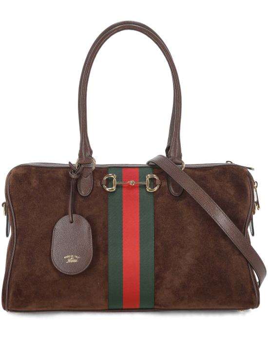 26SS 구찌 보르세토 스웨이드 라지 보스턴백 866734 AAGIR2146 BROWN DK BROWN