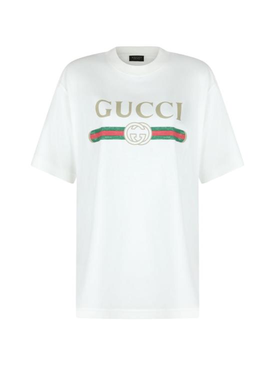 26SS 구찌 로고 프린트 코튼 저지 실크 티셔츠 865015 XJHUF9280