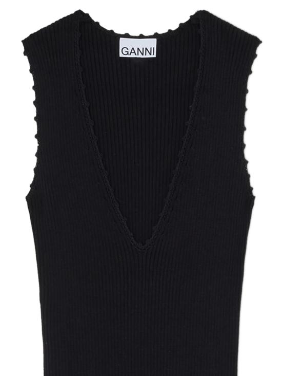 26SS 가니 미디 원피스 A1030474 099 Black - GANNI