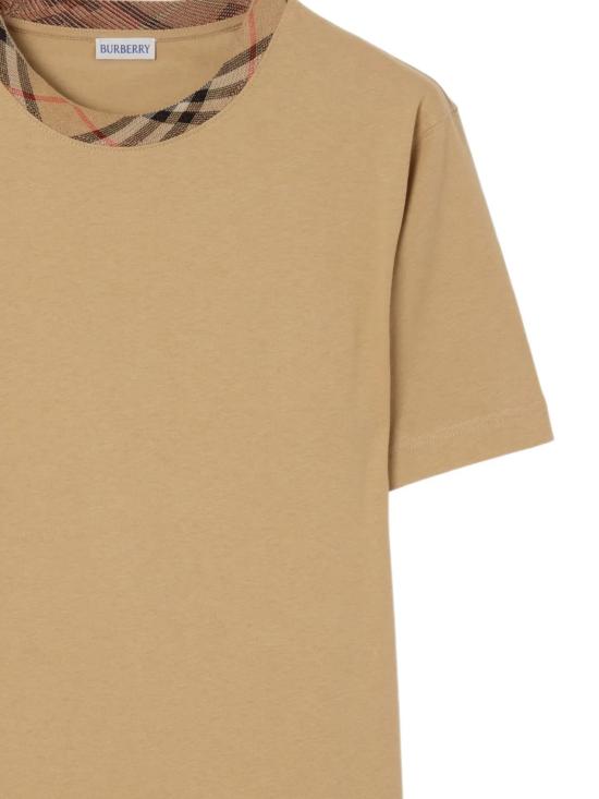 26SS 버버리 체크 트리밍 코튼 티셔츠 8125511 X Flax - BURBERRY