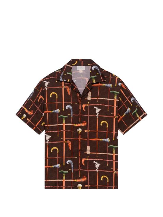 26SS 드롤드무슈 반팔 셔츠 KSH230VI033 BN Brown