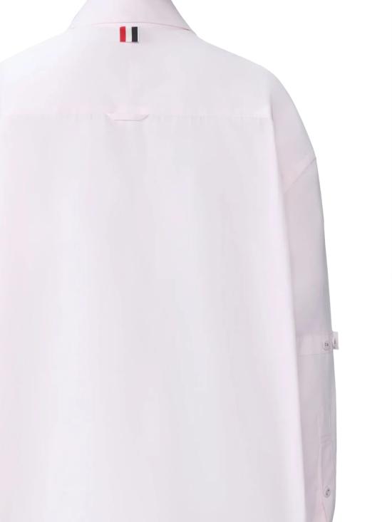 26SS 톰브라운 솔리드 포플린 크레스트 엠브로이더리 암밴드 슈퍼사이즈 셔츠 FLL079E F1004680 LT PINK - THOM BROWNE