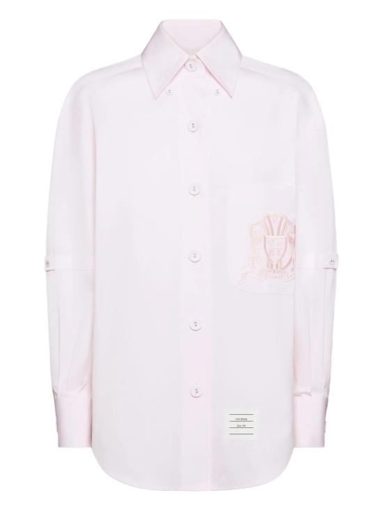 26SS 톰브라운 솔리드 포플린 크레스트 엠브로이더리 암밴드 슈퍼사이즈 셔츠 FLL079E F1004680 LT PINK