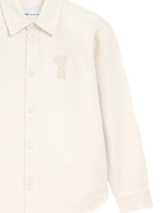 26SS 아미 톤온톤 로고 코튼 니트 오버셔츠 UJK897 DE0126136 Blanc creme - AMI